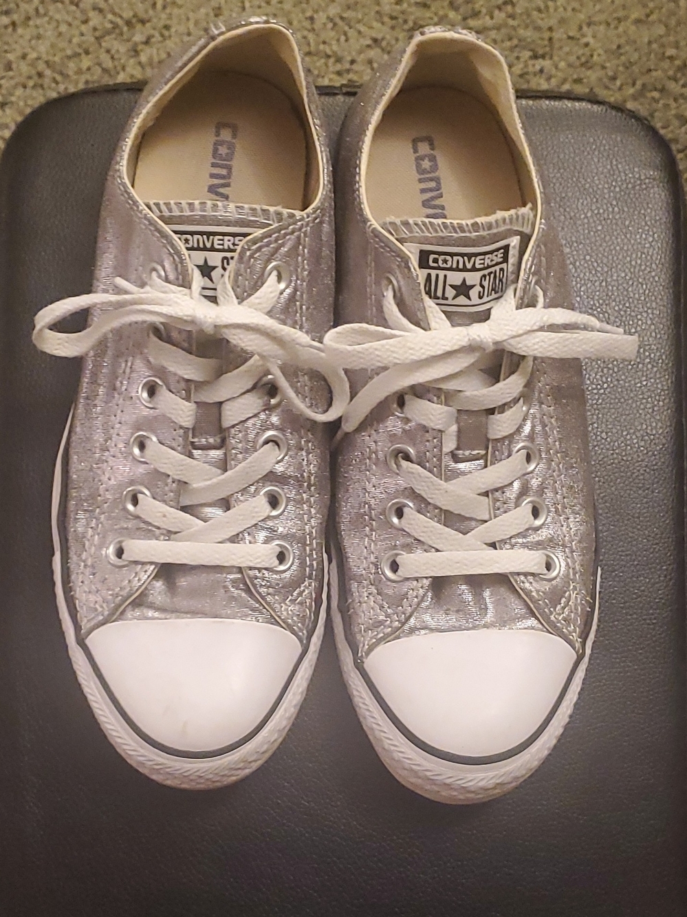 Converse All Star Women's Metallic Silver Low Top Sneakers